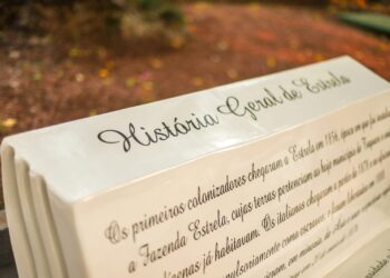 Bancos temáticos e com manuscritos da história são instalados