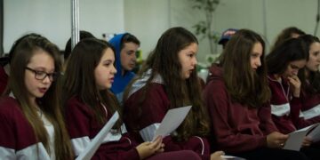 Alunos participam da oficina Música, Mate e História durante a Turismate