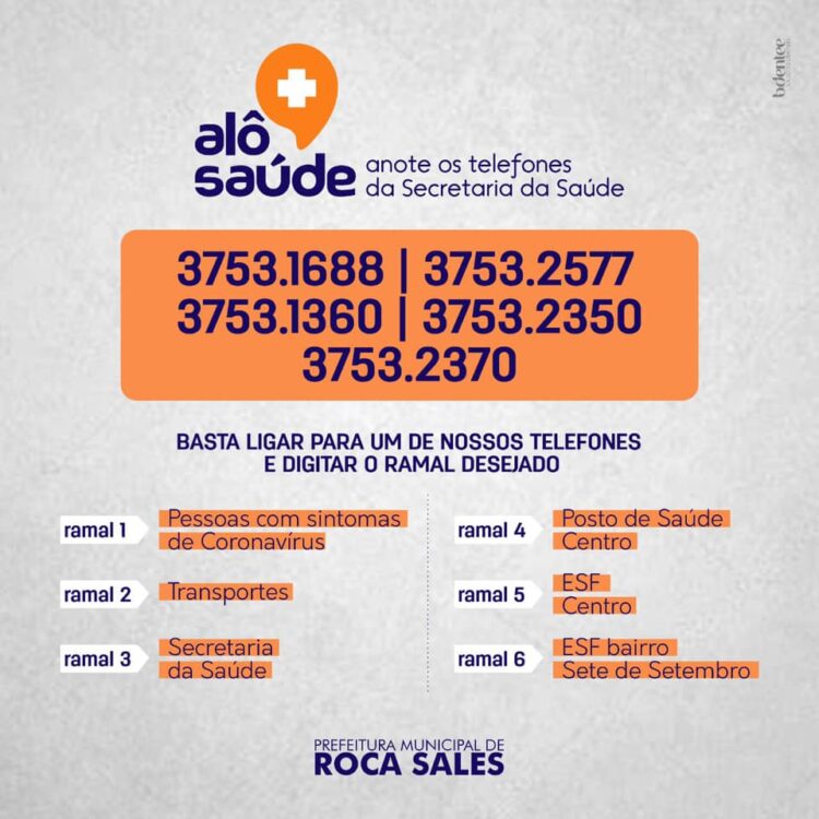 Roca Sales cria central telefônica para informações, orientações e encaminhamentos para a saúde