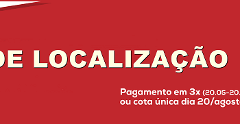 Primeira parcela da Taxa de Localização vence dia 20