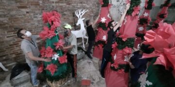 Instalação da decoração inicia preparação do Natal em Estrela