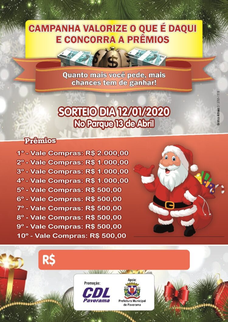 Campanha “Valorize o que é daqui” sorteará R$ 8 mil para os consumidores que comprarem no comércio paveramense