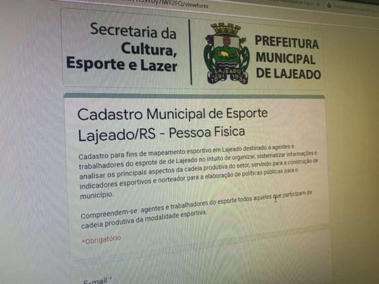 Prefeitura de Lajeado inicia cadastramento de agentes e entidades esportivas de Lajeado