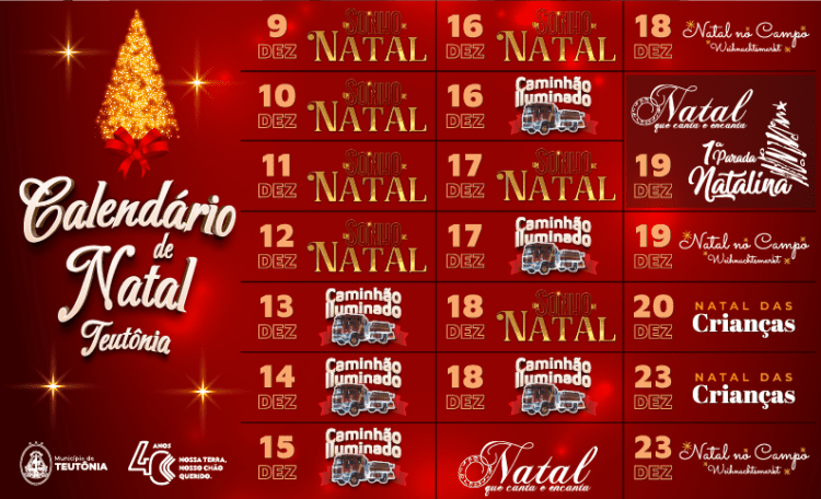 Teutônia divulga Calendário de Natal