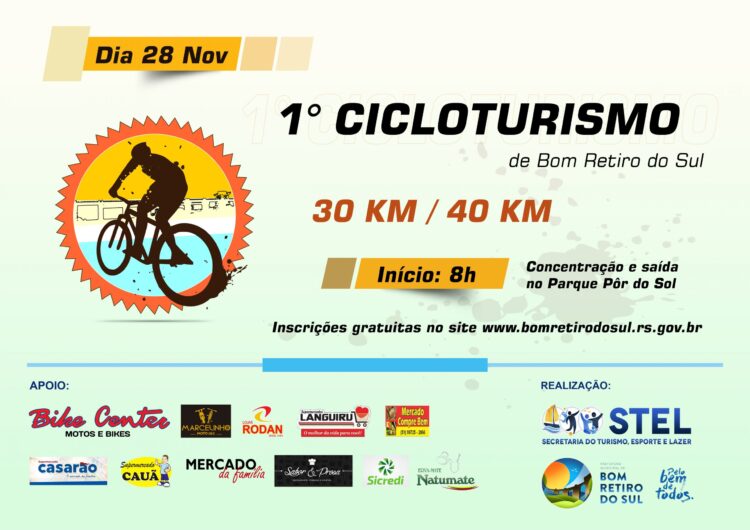 Bom Retiro do Sul promove 1º CicloTurismo dia 28 de novembro