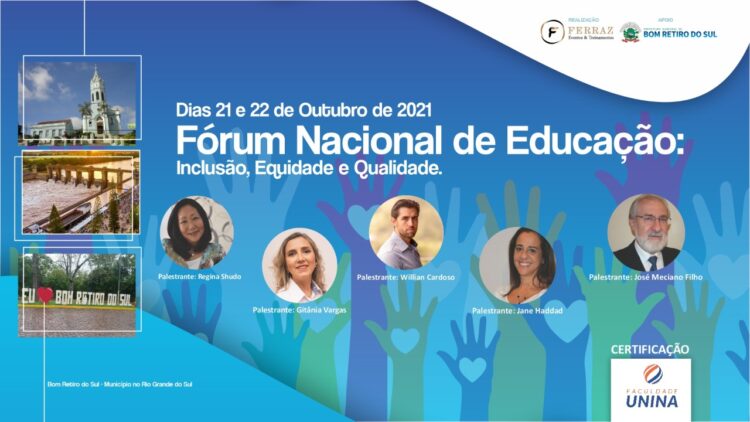 Bom Retiro do Sul sedia o Fórum Nacional de Educação dias 21 e 22 de outubro
