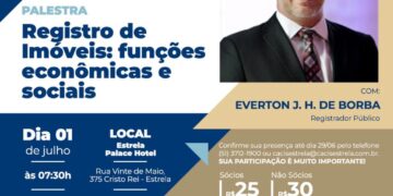 Café Empresarial da Cacis abordará as funções econômicas e sociais do Registro de Imóveis