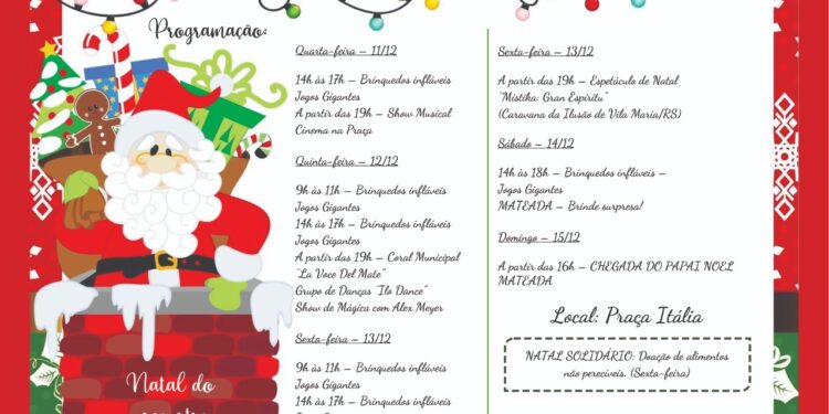 Festejos natalinos começam dia 11 de dezembro