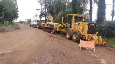 Máquinas já estão na pista para asfaltamento do primeiro trecho (Foto: Divulgação Conpasul)