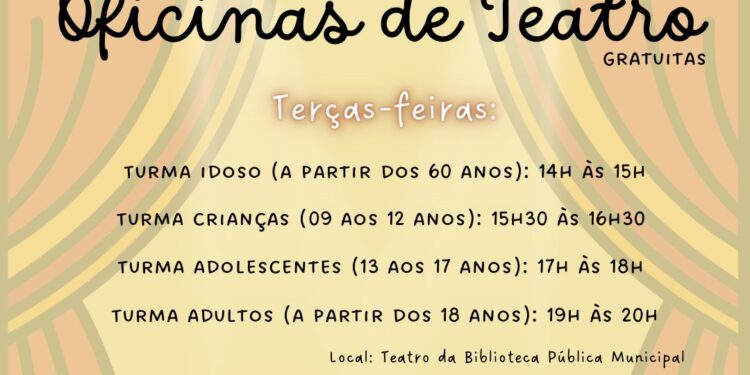 Prefeitura de Lajeado abre inscrições para oficinas gratuitas de teatro