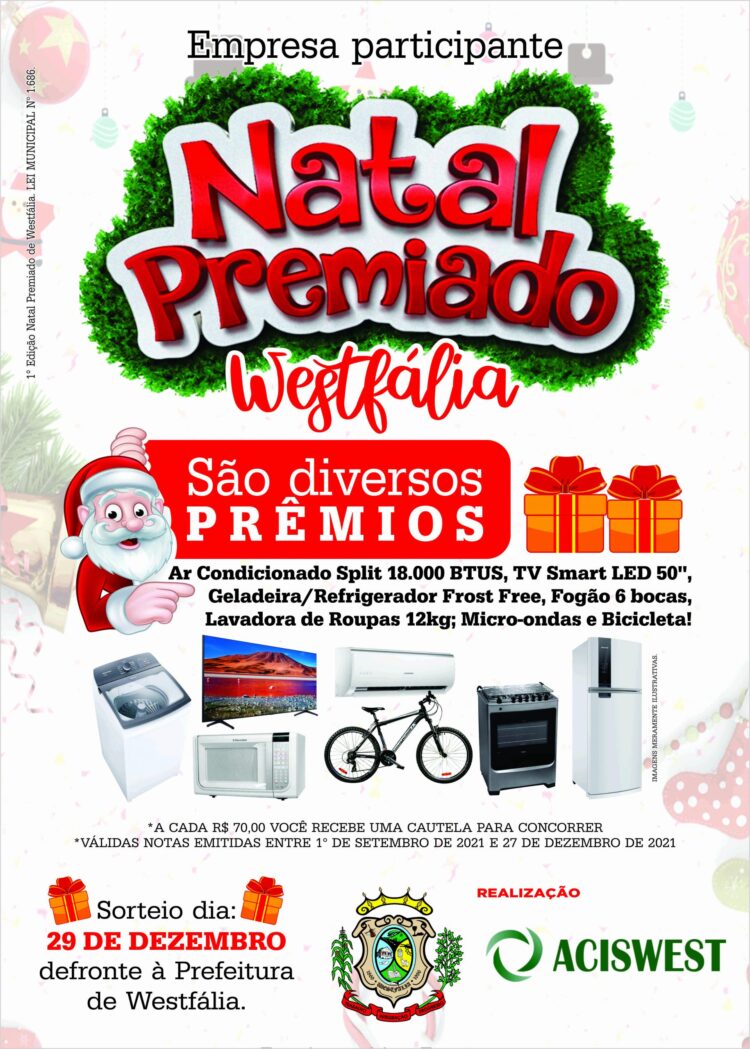 1º Natal Premiado de Westfália sorteará prêmios em dezembro
