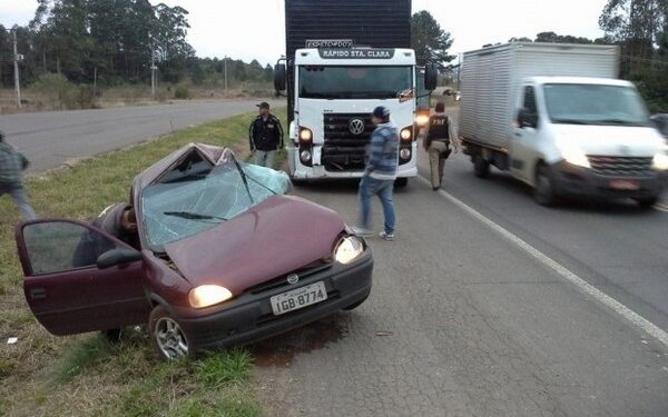 Pessoa fica ferida em acidente de trânsito na BR 386, em Estrela