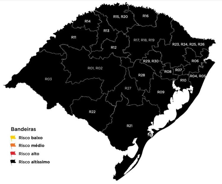 Bandeira preta será mantida no Rio Grande do Sul