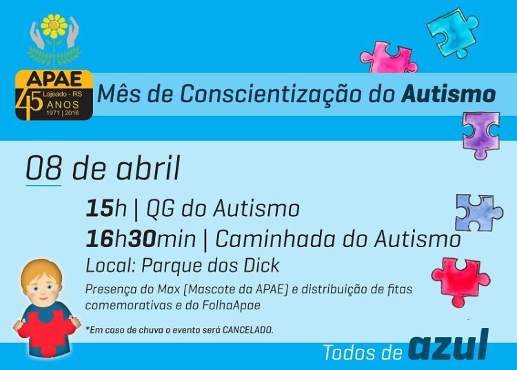 Apae Lajeado promove caminhada do Autismo no domingo