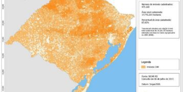 Mapa mostra volume de imóveis rurais cadastrados no CAR