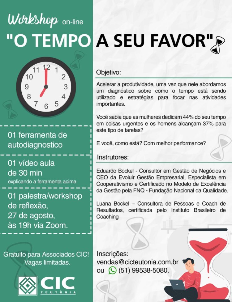 CIC Teutônia promove workshop que ensina a ser mais produtivo e a administrar melhor o tempo