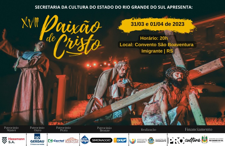 XVII Paixão de Cristo será neste sábado e domingo em Imigrante