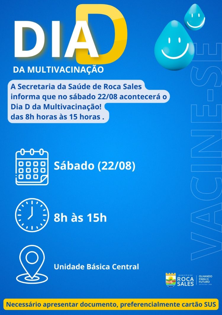 Roca Sales promove Campanha de Multivacinação 2026 para atualização da caderneta de crianças e adolescentes