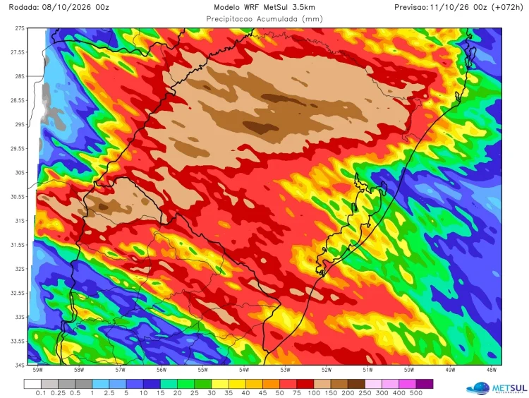 RS – MetSul alerta para sequência de dias com chuva excessiva no Rio Grande do Sul